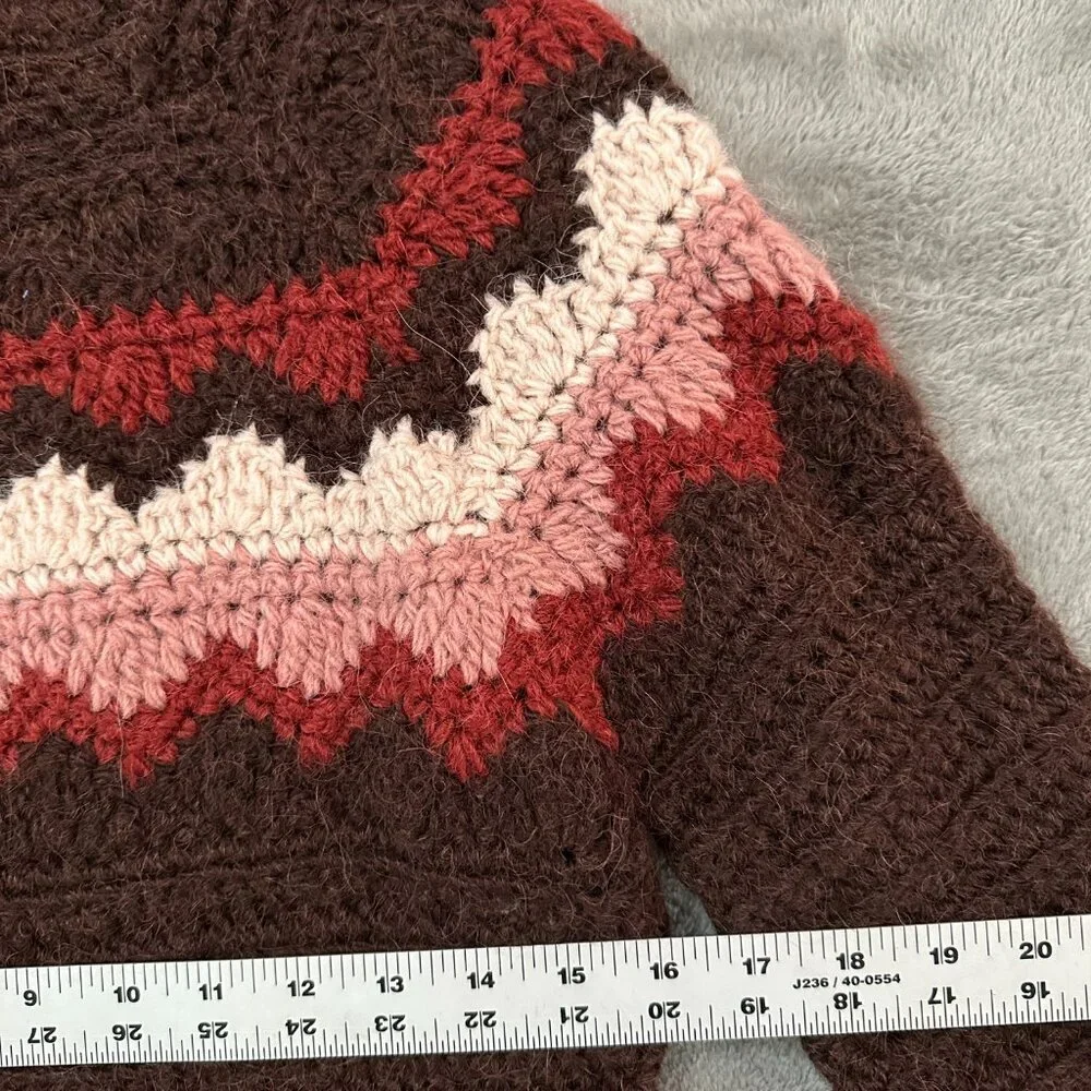 Vintage J. Crew Knit By Hand Alpaca Sweater Women's MEDIUM Fair Isle Mock Neck